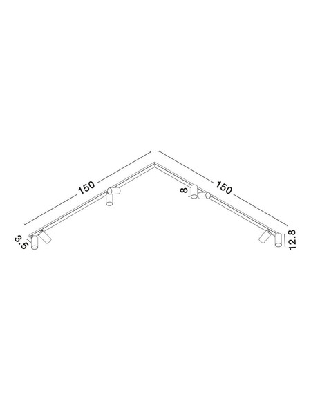 Nova Luce Deckenleuchte Oso schwenkbar 8-flammig 8xGU10 Schwarz Aluminium 300x8cm 9030918