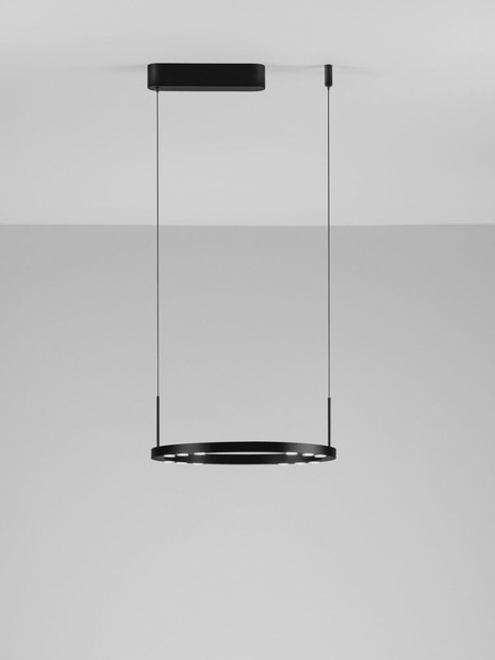 Nova Luce LED Pendelleuchte Lunette dimmbar 28W warmweiss 3000K Schwarz Aluminium Ø40cm 9030924