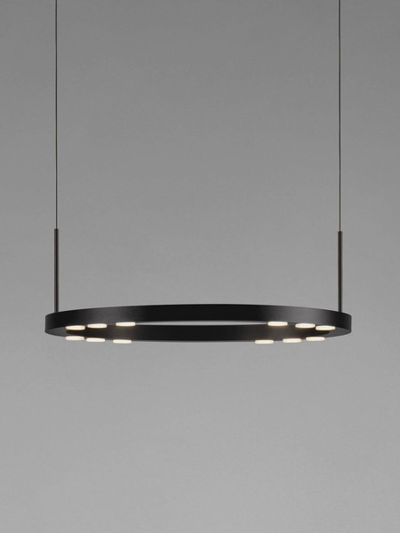 Nova Luce LED Pendelleuchte Lunette dimmbar 28W warmweiss 3000K Schwarz Aluminium Ø40cm 9030924