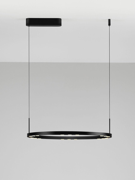 Nova Luce LED Pendelleuchte Lunette dimmbar 34W warmweiss 3000K Schwarz Aluminium Ø60cm 9030925