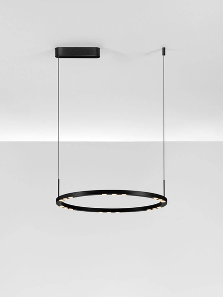 Nova Luce LED Pendelleuchte Lunette dimmbar 34W warmweiss 3000K Schwarz Aluminium Ø60cm 9030925
