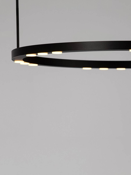 Nova Luce LED Pendelleuchte Lunette dimmbar 34W warmweiss 3000K Schwarz Aluminium Ø60cm 9030925