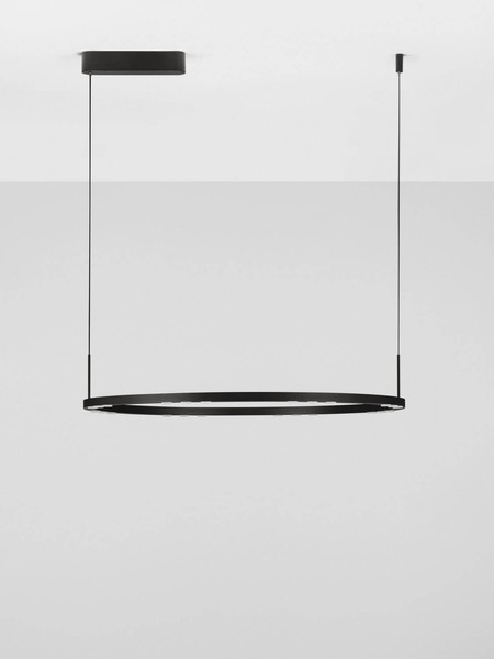 Nova Luce LED Pendelleuchte Lunette dimmbar 46W warmweiss 3000K Schwarz Aluminium Ø80cm 9030926