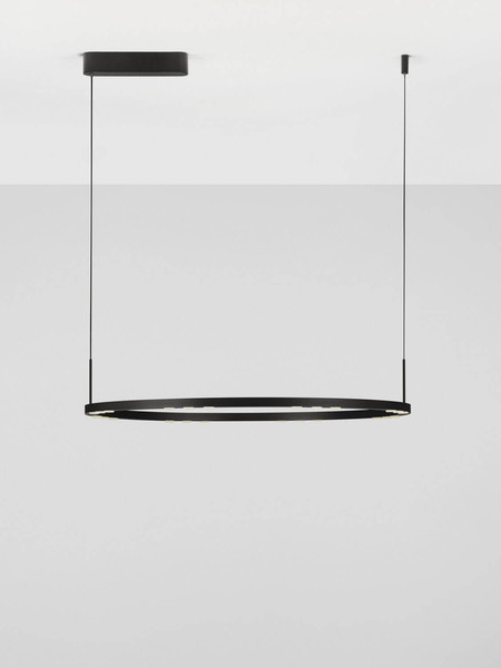 Nova Luce LED Pendelleuchte Lunette dimmbar 46W warmweiss 3000K Schwarz Aluminium Ø80cm 9030926