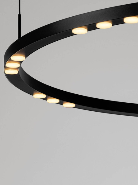 Nova Luce LED Pendelleuchte Lunette dimmbar 46W warmweiss 3000K Schwarz Aluminium Ø80cm 9030926
