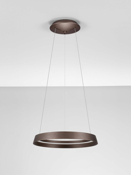 Nova Luce LED Pendelleuchte Ormi dimmbar 38W CCT warm-/neutralweiss 2700/3000/4000K Kaffeebraun Aluminium Ø45cm 9030927
