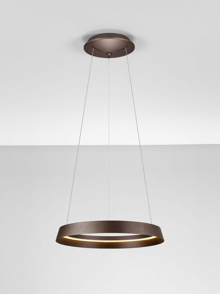 Nova Luce LED Pendelleuchte Ormi dimmbar 38W CCT warm-/neutralweiss 2700/3000/4000K Kaffeebraun Aluminium Ø45cm 9030927