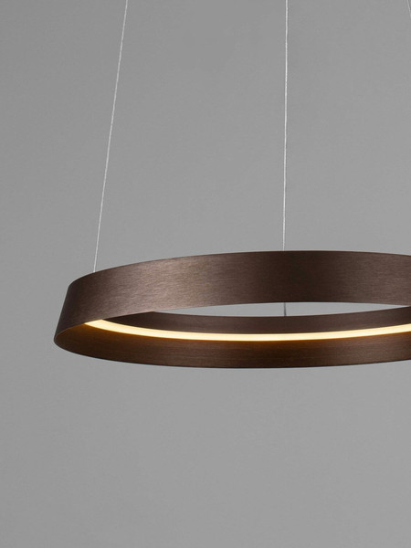 Nova Luce LED Pendelleuchte Ormi dimmbar 38W CCT warm-/neutralweiss 2700/3000/4000K Kaffeebraun Aluminium Ø45cm 9030927