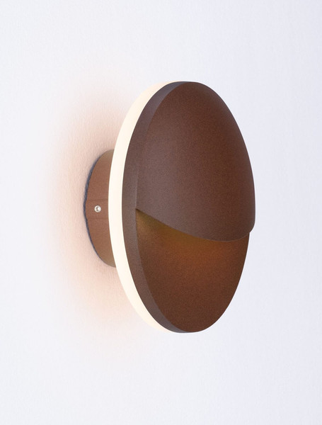 Nova Luce LED Außen-Wandleuchte Pan 9W warmweiss 3000K IP54 salzwasserfest Cortenstahl Aluminium Ø15cm 9030933