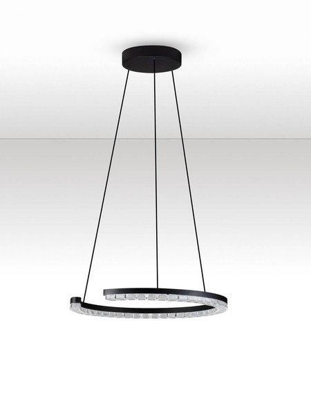 Nova Luce LED Pendelleuchte Greamy dimmbar 21W warmweiss 3000K Schwarz Aluminium Ø46cm 9030950