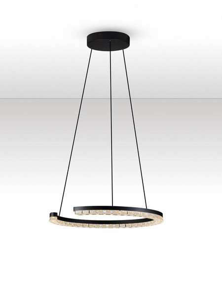 Nova Luce LED Pendelleuchte Greamy dimmbar 21W warmweiss 3000K Schwarz Aluminium Ø46cm 9030950