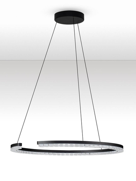 Nova Luce LED Pendelleuchte Greamy dimmbar 30W warmweiss 3000K Schwarz Aluminium Ø65cm 9030954