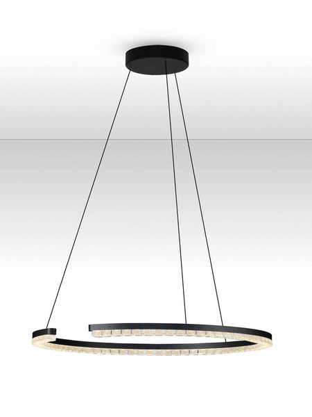 Nova Luce LED Pendelleuchte Greamy dimmbar 30W warmweiss 3000K Schwarz Aluminium Ø65cm 9030954