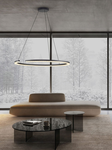 Nova Luce LED Pendelleuchte Greamy dimmbar 43W warmweiss 3000K Schwarz Aluminium Ø85cm 9030956
