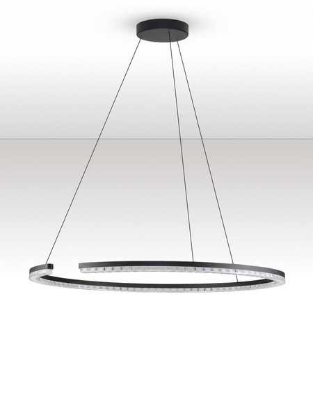 Nova Luce LED Pendelleuchte Greamy dimmbar 43W warmweiss 3000K Schwarz Aluminium Ø85cm 9030956