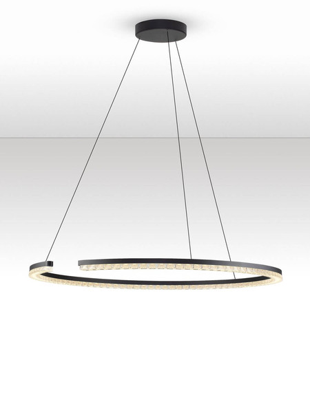 Nova Luce LED Pendelleuchte Greamy dimmbar 43W warmweiss 3000K Schwarz Aluminium Ø85cm 9030956