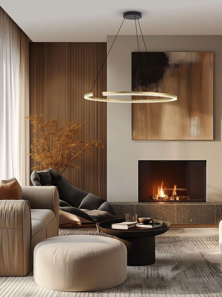 Nova Luce LED Pendelleuchte Greamy dimmbar 43W warmweiss 3000K Gold Aluminium Ø85cm 9030958