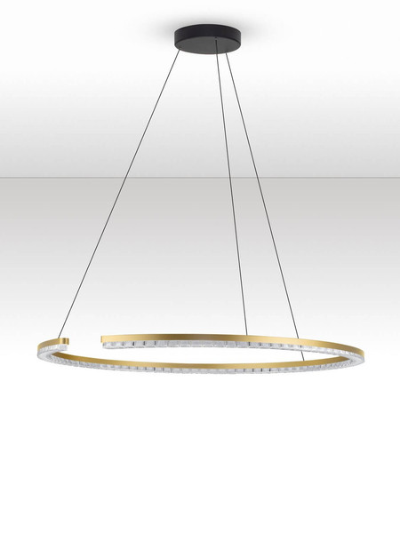 Nova Luce LED Pendelleuchte Greamy dimmbar 43W warmweiss 3000K Gold Aluminium Ø85cm 9030958