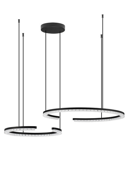 Nova Luce LED Pendelleuchte Greamy dimmbar 49W warmweiss 3000K Schwarz Aluminium 93x65cm 9030960