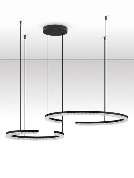 Nova Luce LED Pendelleuchte Greamy dimmbar 49W warmweiss 3000K Schwarz Aluminium 93x65cm 9030960