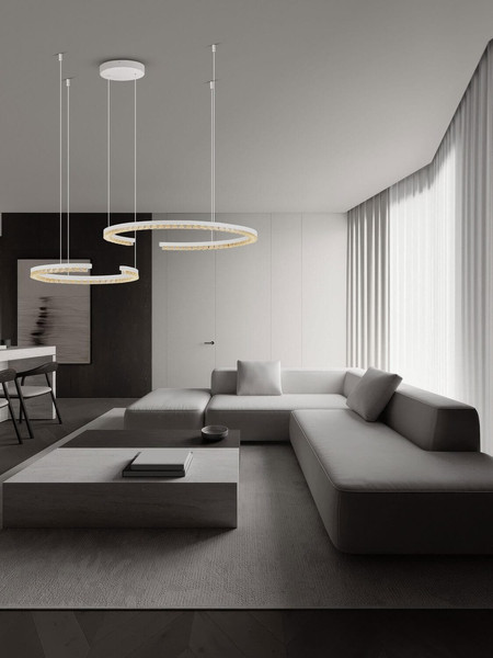 Nova Luce LED Pendelleuchte Greamy dimmbar 49W warmweiss 3000K Weiß Aluminium 93x65cm 9030961