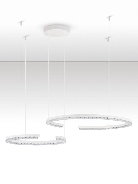 Nova Luce LED Pendelleuchte Greamy dimmbar 49W warmweiss 3000K Weiß Aluminium 93x65cm 9030961