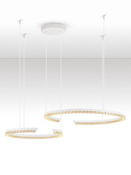 Nova Luce LED Pendelleuchte Greamy dimmbar 49W warmweiss 3000K Weiß Aluminium 93x65cm 9030961