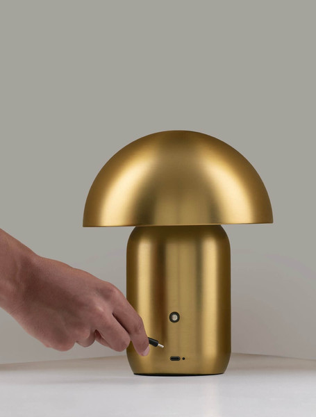Nova Luce LED Akku-Tischleuchte Pois dimmbar 2W warmweiss 3000K Gold Stahl Ø20cm 9050170