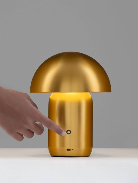 Nova Luce LED Akku-Tischleuchte Pois dimmbar 2W warmweiss 3000K Gold Stahl Ø20cm 9050170