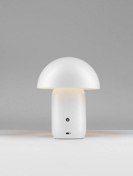 Nova Luce LED Akku-Tischleuchte Pois dimmbar 2W warmweiss 3000K Weiß Stahl Ø20cm 9050171