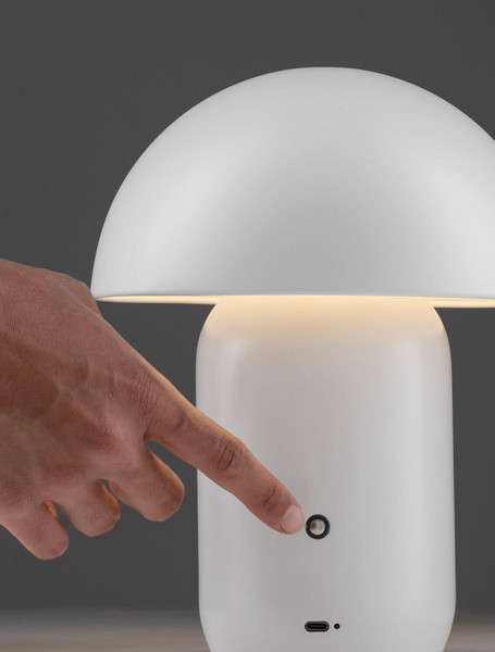 Nova Luce LED Akku-Tischleuchte Pois dimmbar 2W warmweiss 3000K Weiß Stahl Ø20cm 9050171