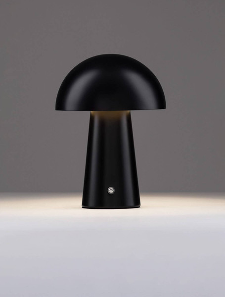 Nova Luce LED Akku-Tischleuchte Ande dimmbar 2W warmweiss 3000K Schwarz Stahl Ø16cm 9050175