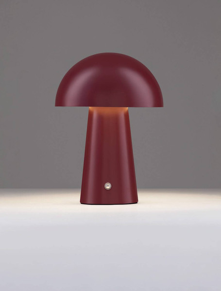 Nova Luce LED Akku-Tischleuchte Ande dimmbar 2W warmweiss 3000K Bordeaux Stahl Ø16cm 9050177