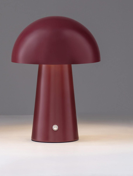 Nova Luce LED Akku-Tischleuchte Ande dimmbar 2W warmweiss 3000K Bordeaux Stahl Ø16cm 9050177