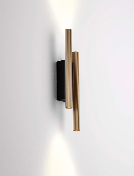 Nova Luce LED Wandleuchte Paron 15W warmweiss 3000K Schwarz Gold Aluminium 38x7cm 9060239