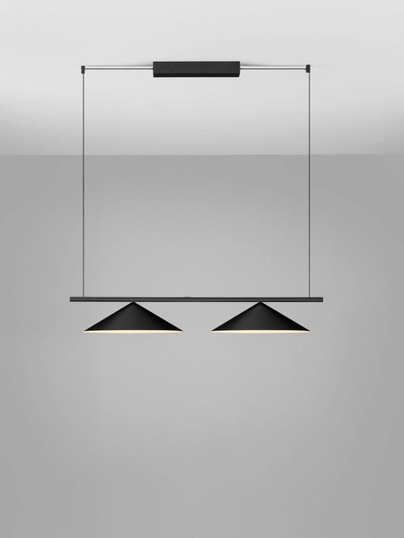 Nova Luce LED Pendelleuchte Lui 24W warmweiss 3000K Schwarz Stahl Aluminium 100x40cm 9060256
