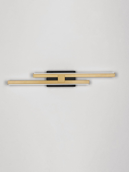 Nova Luce LED Wandleuchte Antama dimmbar 12W warmweiss 3200K Schwarz Gold Stahl Aluminium 53,5x8cm 9081808