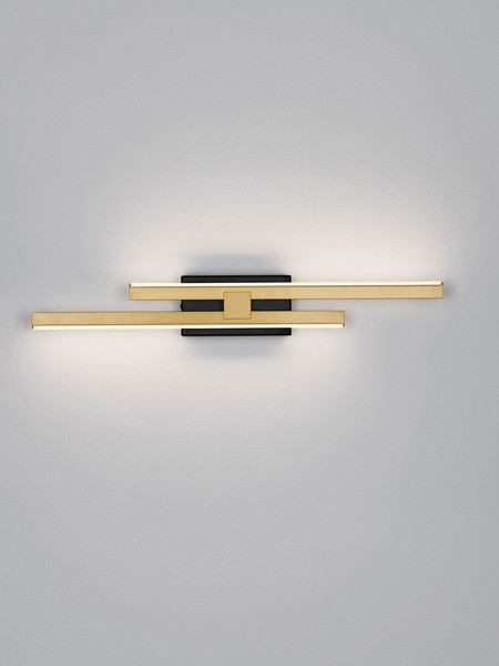 Nova Luce LED Wandleuchte Antama dimmbar 12W warmweiss 3200K Schwarz Gold Stahl Aluminium 53,5x8cm 9081808