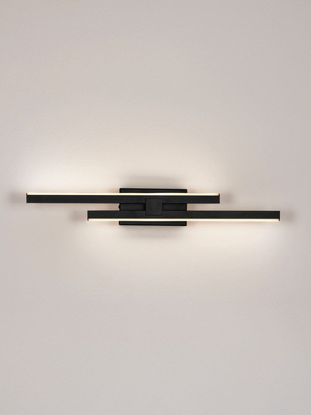 Nova Luce LED Wandleuchte Antama dimmbar 12W warmweiss 3200K Schwarz Stahl Aluminium 53,5x8cm 9081809