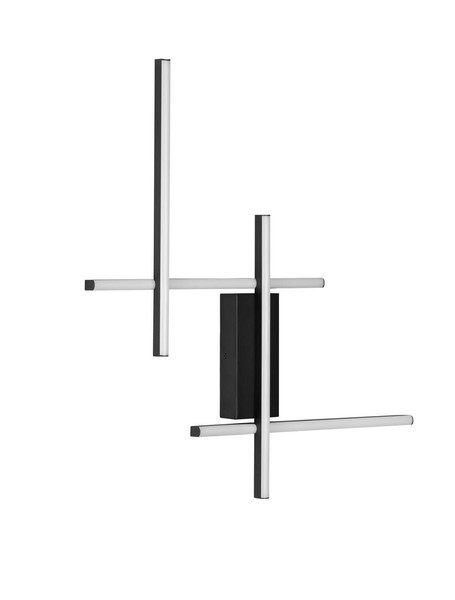 Nova Luce LED Wandleuchte Apecho dimmbar 28W warmweiss 3200K Schwarz Stahl Aluminium 62x59cm 9081811
