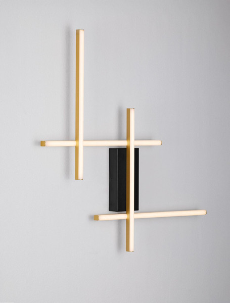 Nova Luce LED Wandleuchte Apecho dimmbar 34W warmweiss 3200K Schwarz Gold Stahl Aluminium 62x59cm 9081813