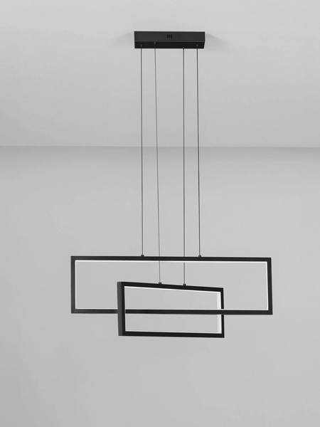 Nova Luce LED Pendelleuchte Alis dimmbar 47W warmweiss 3200K Schwarz Stahl Aluminium 70x9,5cm 9081817