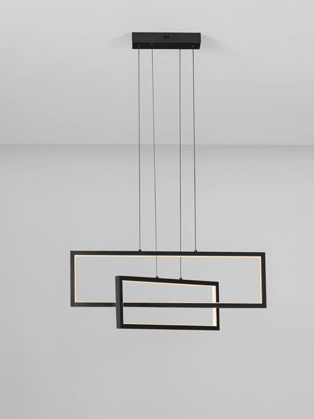 Nova Luce LED Pendelleuchte Alis dimmbar 47W warmweiss 3200K Schwarz Stahl Aluminium 70x9,5cm 9081817