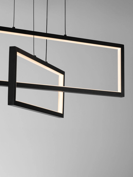 Nova Luce LED Pendelleuchte Alis dimmbar 47W warmweiss 3200K Schwarz Stahl Aluminium 70x9,5cm 9081817