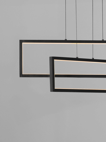 Nova Luce LED Pendelleuchte Alis dimmbar 47W warmweiss 3200K Schwarz Stahl Aluminium 70x9,5cm 9081817