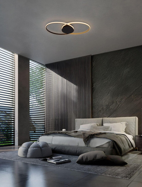 Nova Luce LED Deckenleuchte Aveo dimmbar 43W warmweiss 3200K Schwarz Gold Stahl Aluminium 69x32cm 9081825