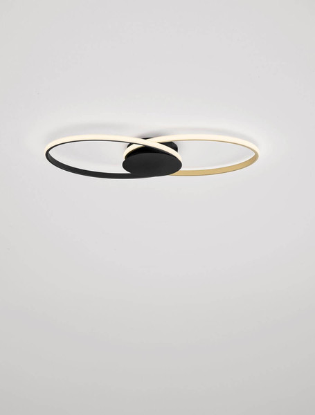 Nova Luce LED Deckenleuchte Aveo dimmbar 43W warmweiss 3200K Schwarz Gold Stahl Aluminium 69x32cm 9081825
