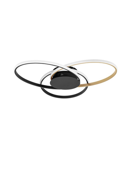 Nova Luce LED Deckenleuchte Aveo dimmbar 48W warmweiss 3200K Schwarz Gold Stahl Aluminium 63x58,5cm 9081826