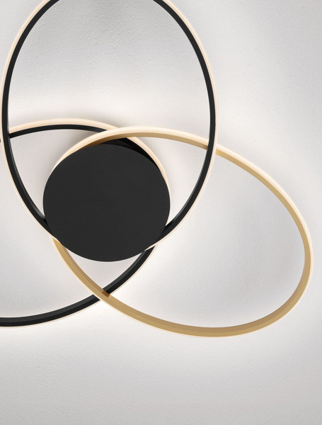 Nova Luce LED Deckenleuchte Aveo dimmbar 48W warmweiss 3200K Schwarz Gold Stahl Aluminium 63x58,5cm 9081826