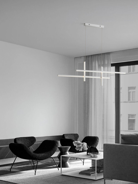 Nova Luce LED Pendelleuchte Antama dimmbar 40W warmweiss 3200K Weiß Stahl Aluminium 120x5,5cm 9081831